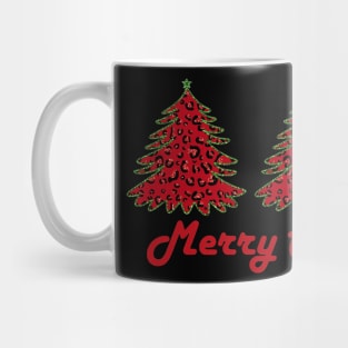 Merry Christmas Glitter Cheetah Print Mug